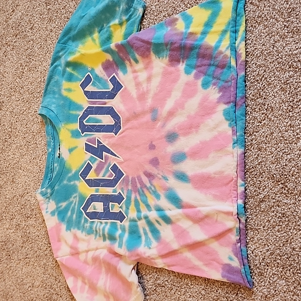 AC/DC Tie Dye Cutoff T-shirt Size Small